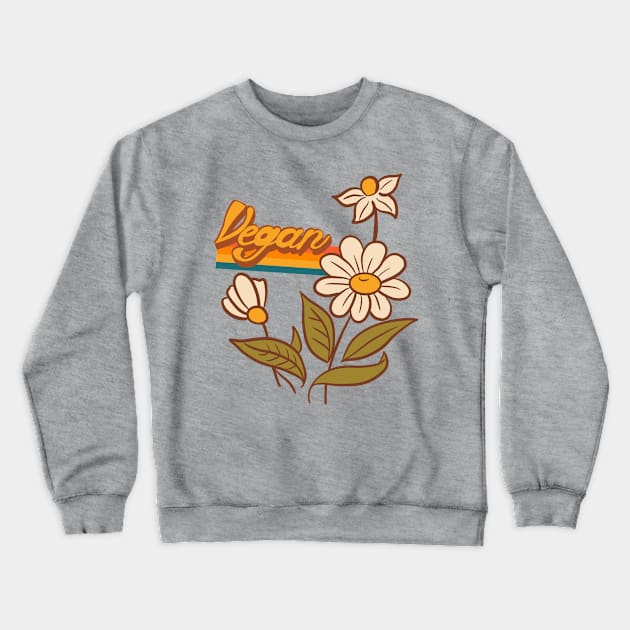 70s Vegan daisies Crewneck Sweatshirt by BubblegumGoat